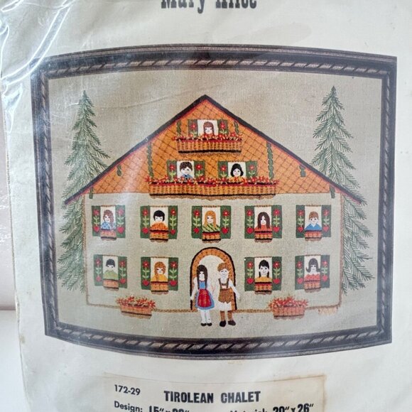 Vtg Crewel Embroidery Kit Tirollean Chalet By Mary-Alice Monterey Bay Needlework - Picture 2 of 5